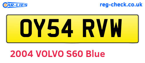 OY54RVW are the vehicle registration plates.