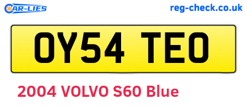 OY54TEO are the vehicle registration plates.
