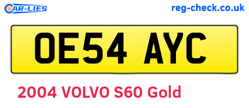 OE54AYC are the vehicle registration plates.