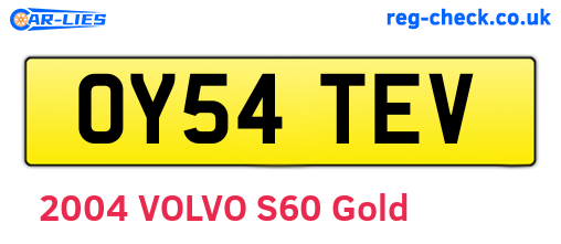 OY54TEV are the vehicle registration plates.