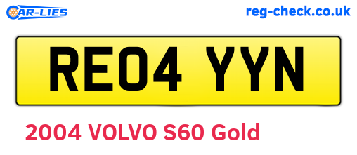 RE04YYN are the vehicle registration plates.