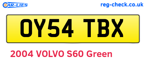 OY54TBX are the vehicle registration plates.