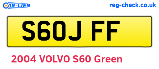 S60JFF are the vehicle registration plates.