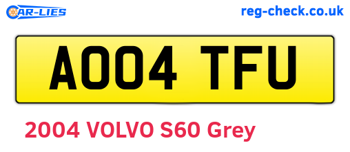 AO04TFU are the vehicle registration plates.