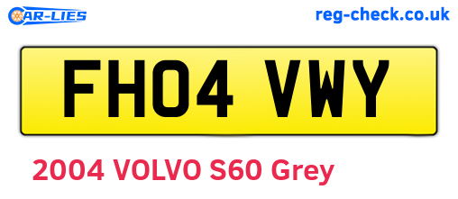 FH04VWY are the vehicle registration plates.