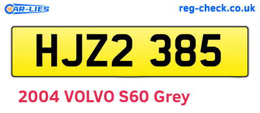 HJZ2385 are the vehicle registration plates.