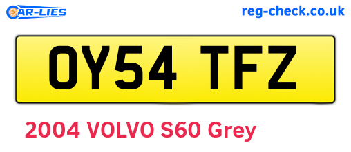 OY54TFZ are the vehicle registration plates.