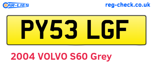 PY53LGF are the vehicle registration plates.