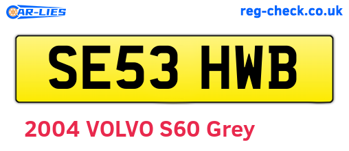 SE53HWB are the vehicle registration plates.