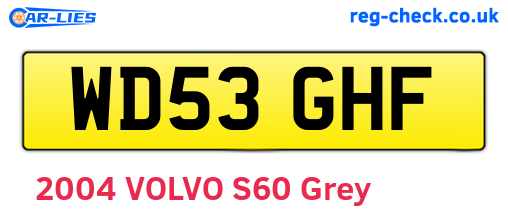 WD53GHF are the vehicle registration plates.