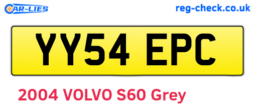 YY54EPC are the vehicle registration plates.