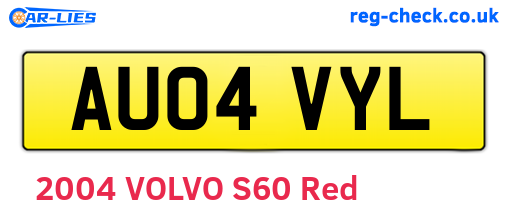AU04VYL are the vehicle registration plates.