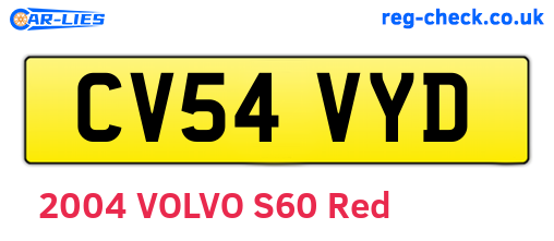 CV54VYD are the vehicle registration plates.