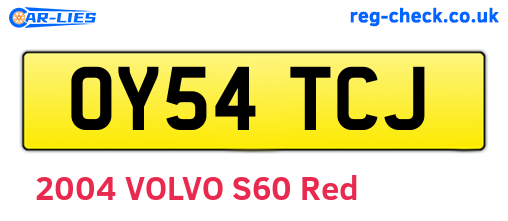 OY54TCJ are the vehicle registration plates.