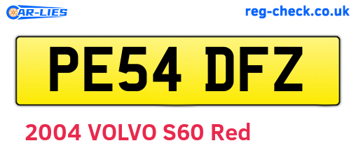 PE54DFZ are the vehicle registration plates.