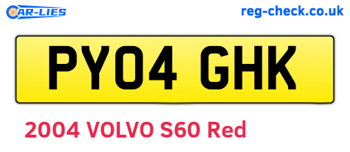 PY04GHK are the vehicle registration plates.
