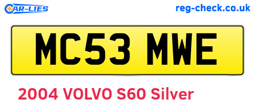 MC53MWE are the vehicle registration plates.