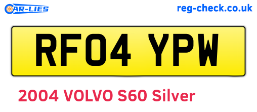 RF04YPW are the vehicle registration plates.
