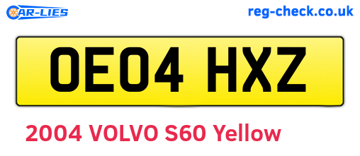 OE04HXZ are the vehicle registration plates.