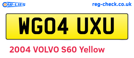 WG04UXU are the vehicle registration plates.