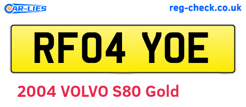 RF04YOE are the vehicle registration plates.