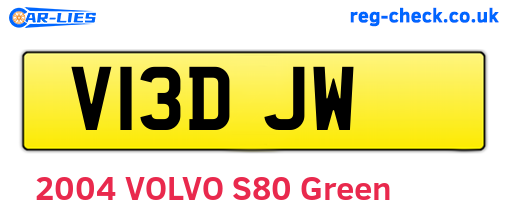 V13DJW are the vehicle registration plates.