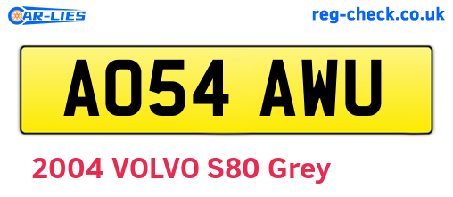 AO54AWU are the vehicle registration plates.