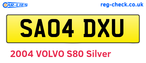 SA04DXU are the vehicle registration plates.
