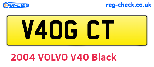 V40GCT are the vehicle registration plates.