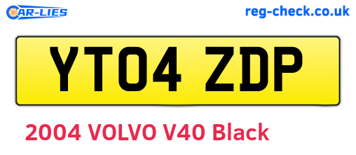 YT04ZDP are the vehicle registration plates.