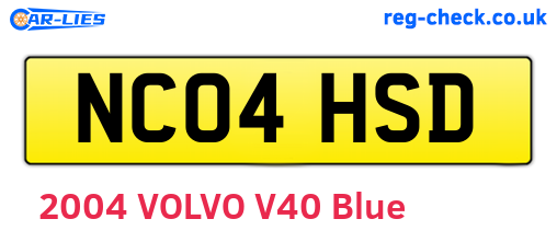 NC04HSD are the vehicle registration plates.
