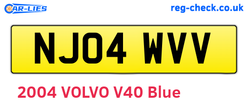 NJ04WVV are the vehicle registration plates.