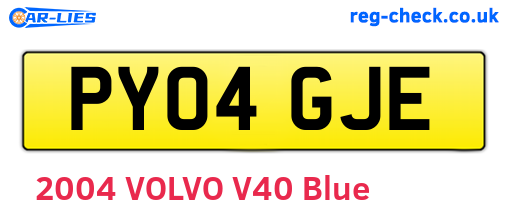 PY04GJE are the vehicle registration plates.