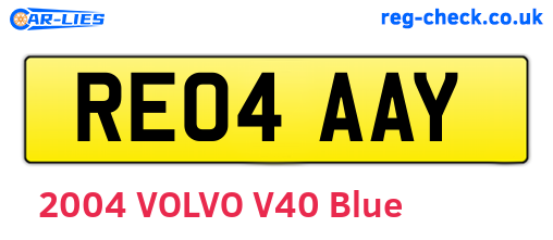 RE04AAY are the vehicle registration plates.