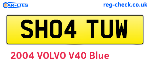 SH04TUW are the vehicle registration plates.
