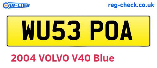 WU53POA are the vehicle registration plates.