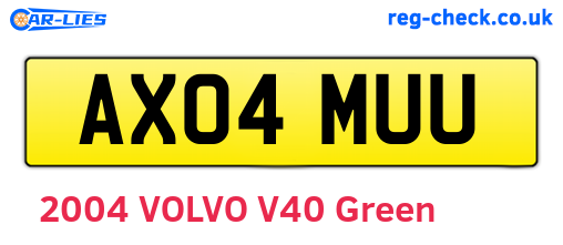 AX04MUU are the vehicle registration plates.