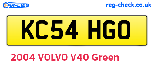 KC54HGO are the vehicle registration plates.