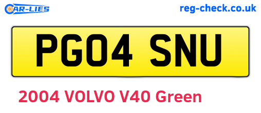 PG04SNU are the vehicle registration plates.