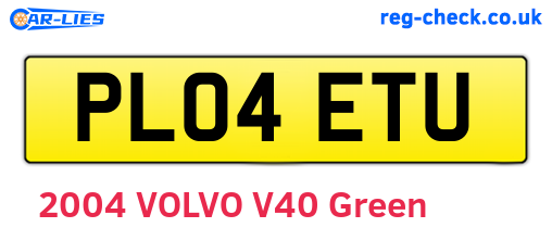 PL04ETU are the vehicle registration plates.