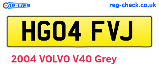 HG04FVJ are the vehicle registration plates.
