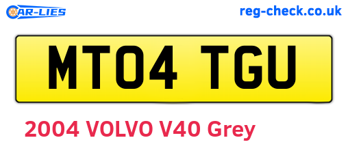 MT04TGU are the vehicle registration plates.