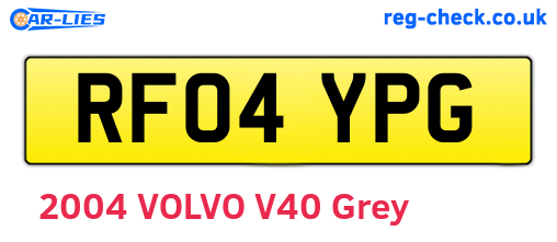 RF04YPG are the vehicle registration plates.