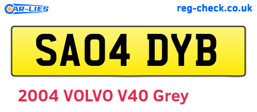 SA04DYB are the vehicle registration plates.