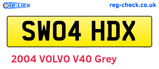 SW04HDX are the vehicle registration plates.