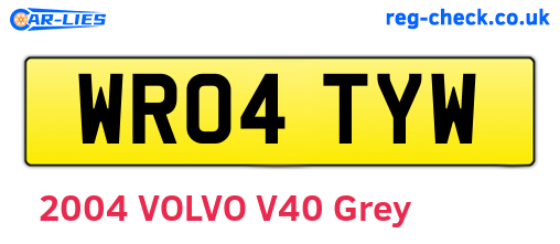WR04TYW are the vehicle registration plates.