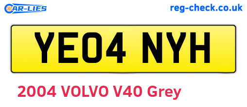 YE04NYH are the vehicle registration plates.