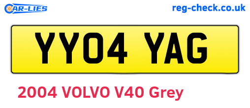 YY04YAG are the vehicle registration plates.
