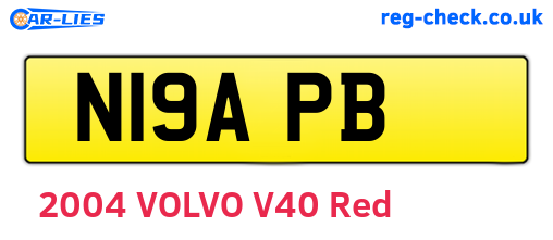 N19APB are the vehicle registration plates.