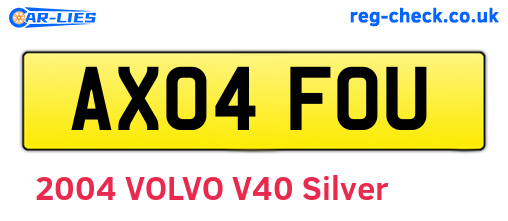 AX04FOU are the vehicle registration plates.